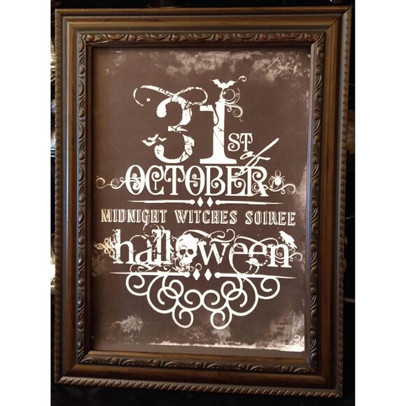 31st OCTOBER WITCHES Soiree HALLOWEEN Framed Decor bw Print 8x10 w Frame - Picture 2 of 4